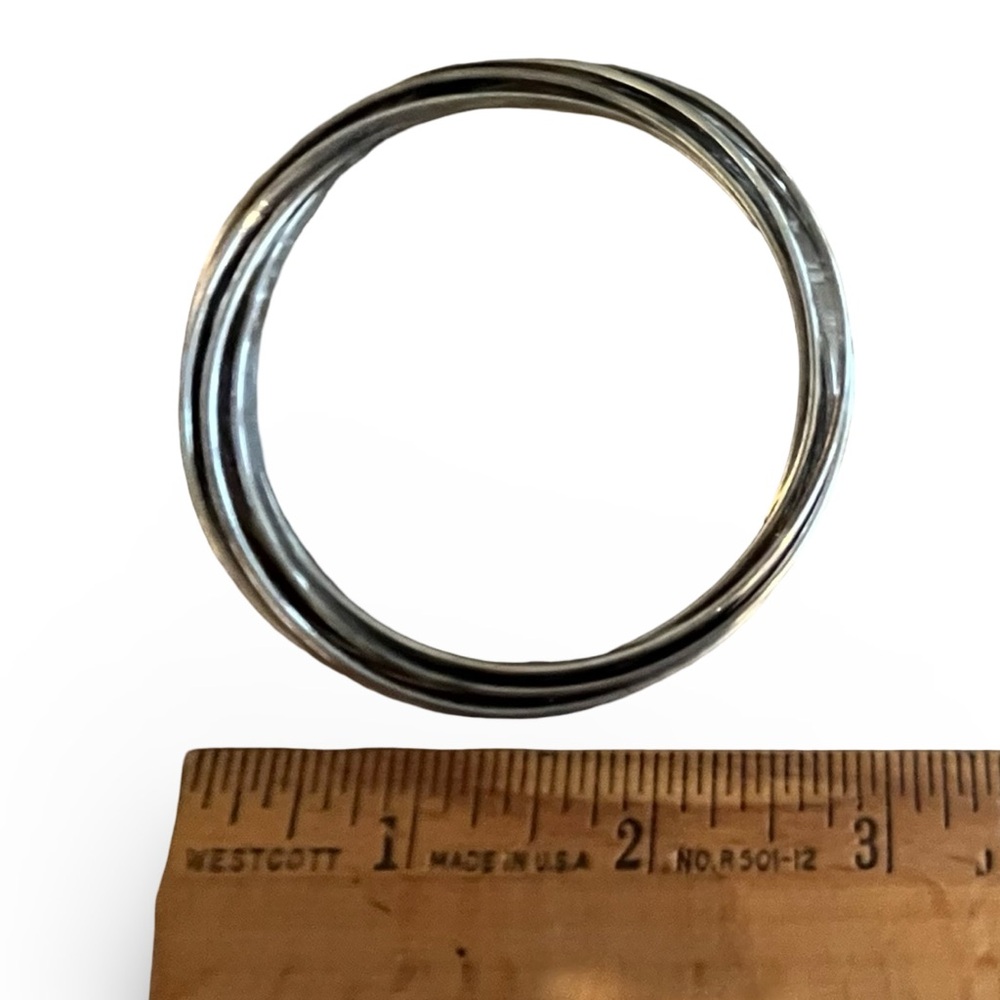 Silver Interlocking Rolling Bangle Bracelet - image 5